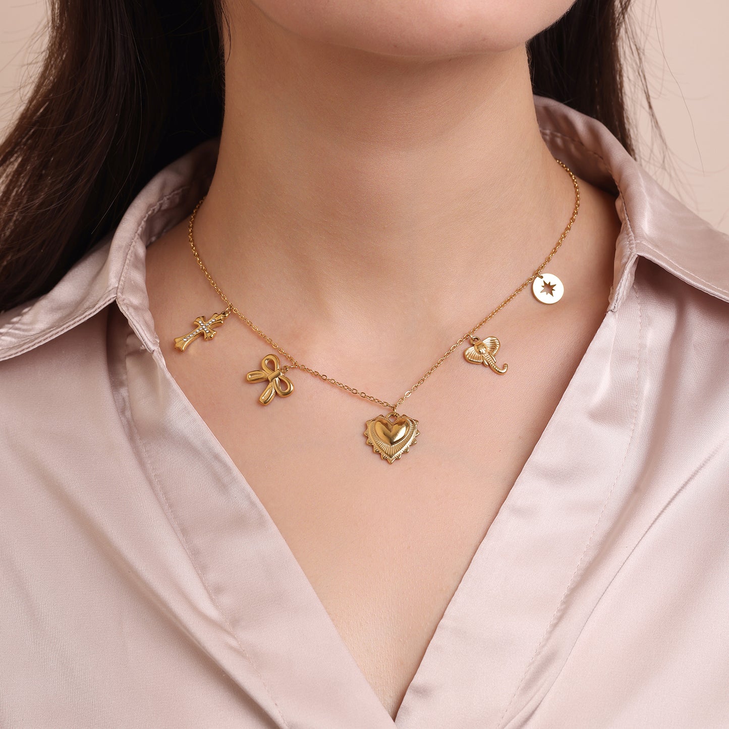 Image 2 of Noa Heart Charms Necklace
