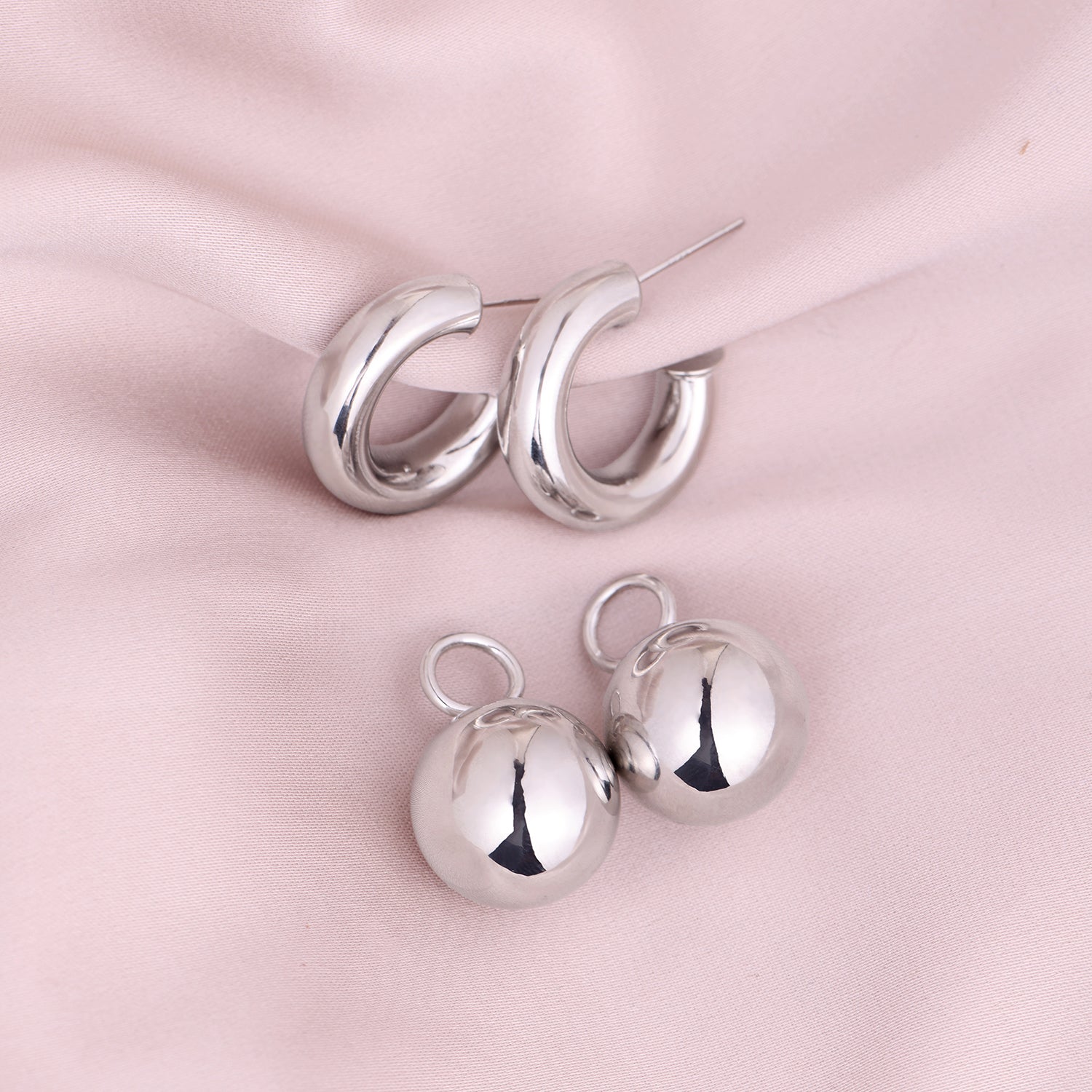 Image 2 of Drop Hoop Detachable Earrings
